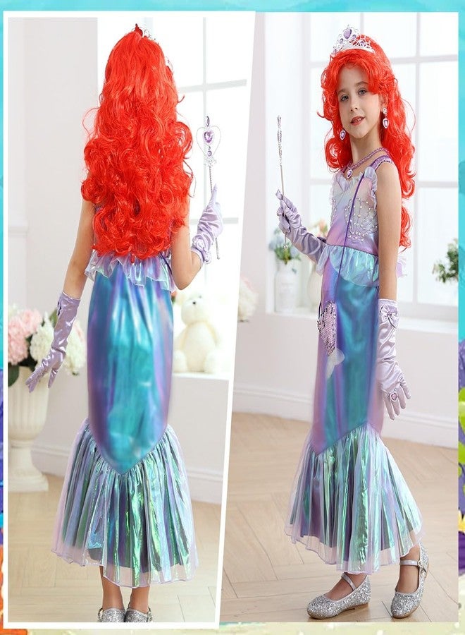 Luzlen Litttle Mermaid Costume Girls Princess Ariel Dress Up Purple Outfit with Wig for Birthday Halloween Cosplay Party, 3-4T(Tag 110) - Image 3